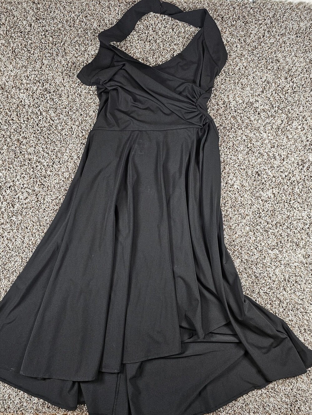 Michael by Michael Kors Womens Sz L Midi Length Halter Dress Black Formal
